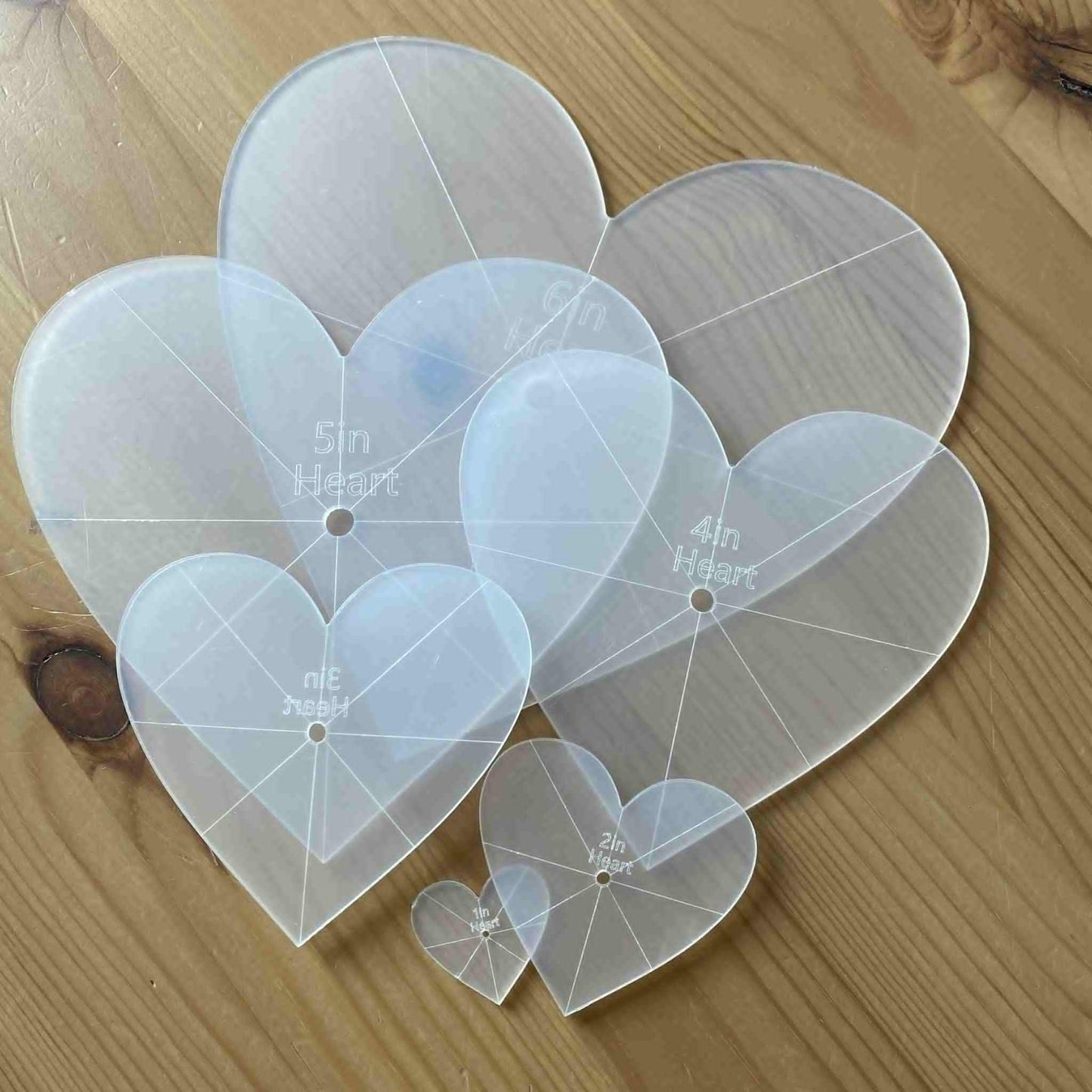 Heart Shape acrylic templates pack of 6