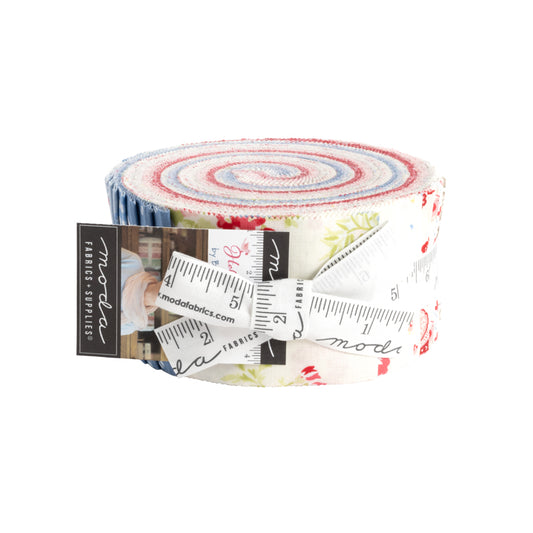 Hollyhocks and Roses Jelly Roll by Moda
