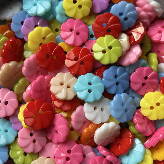 Flower Shaped Buttons 12mm Mixed Colours