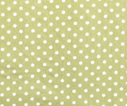 Light Green cotton poplin with 3mm white spots by Rose & Hubble