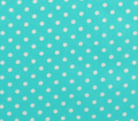 Light Turquoise cotton poplin with 3mm white spots by Rose & Hubble